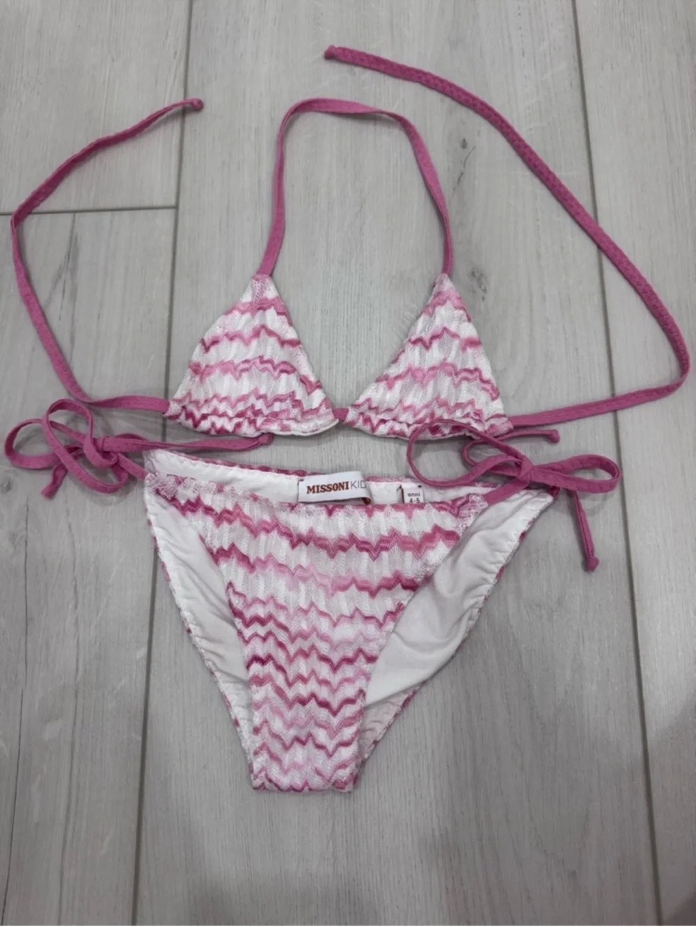 Missoni Kids Pink and White Zigzag Swim Bikini